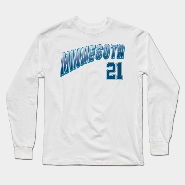 Retro Minnesota Number 21 Long Sleeve T-Shirt by Cemploex_Art